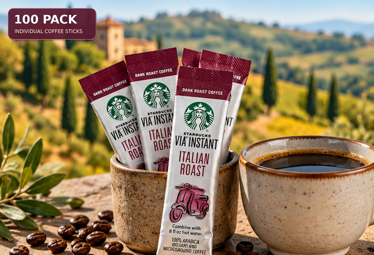 Starbucks VIA Instant Italian Roast Dark Roast Coffee — 100 Single-Serve Packets