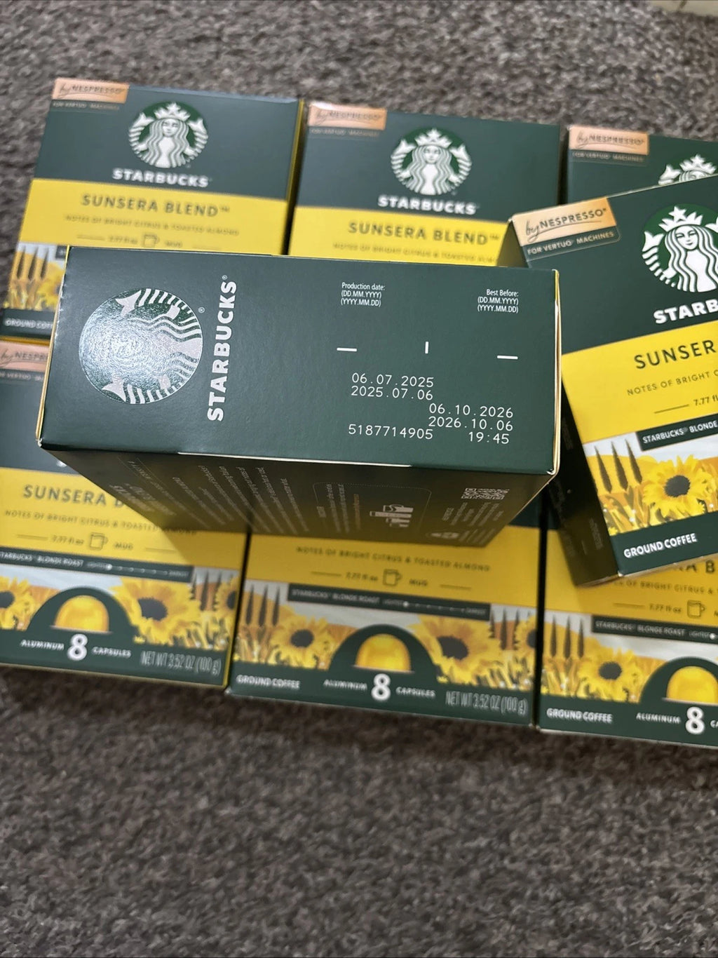 Starbucks Sunsera Blend Blonde Roast Nespresso Vertuo Coffee Capsules — 64 Count (8 Boxes)