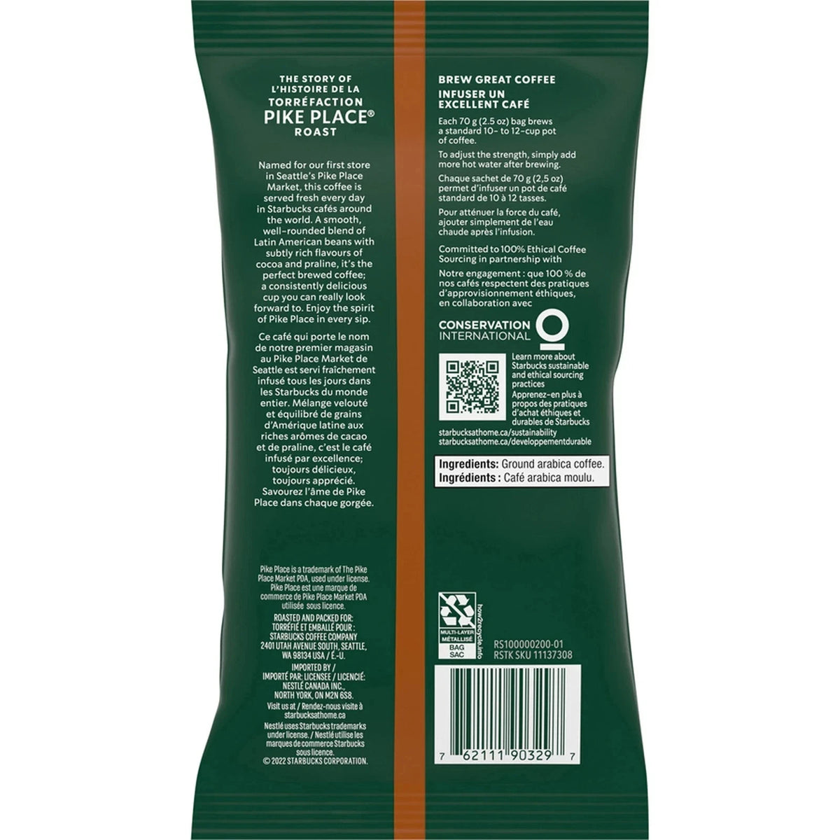 Starbucks Pike Place Ground Coffee — 36 Single-Pot Packets (2.5 oz Each)