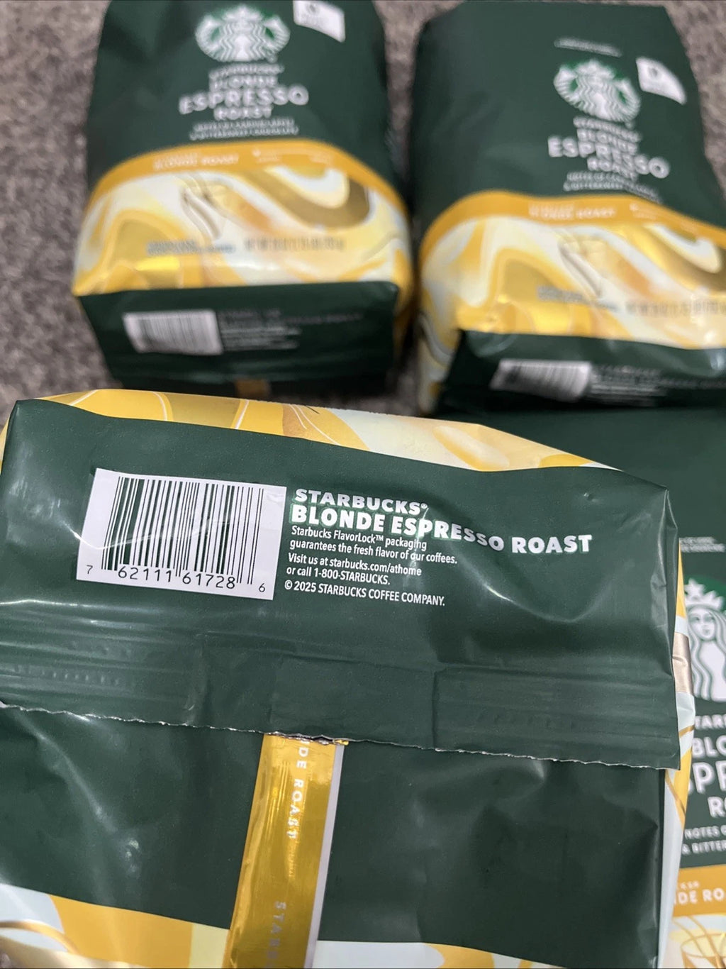 Starbucks Blonde Espresso Roast Whole Bean Coffee — 7 lb (4 × 28 oz Bags)
