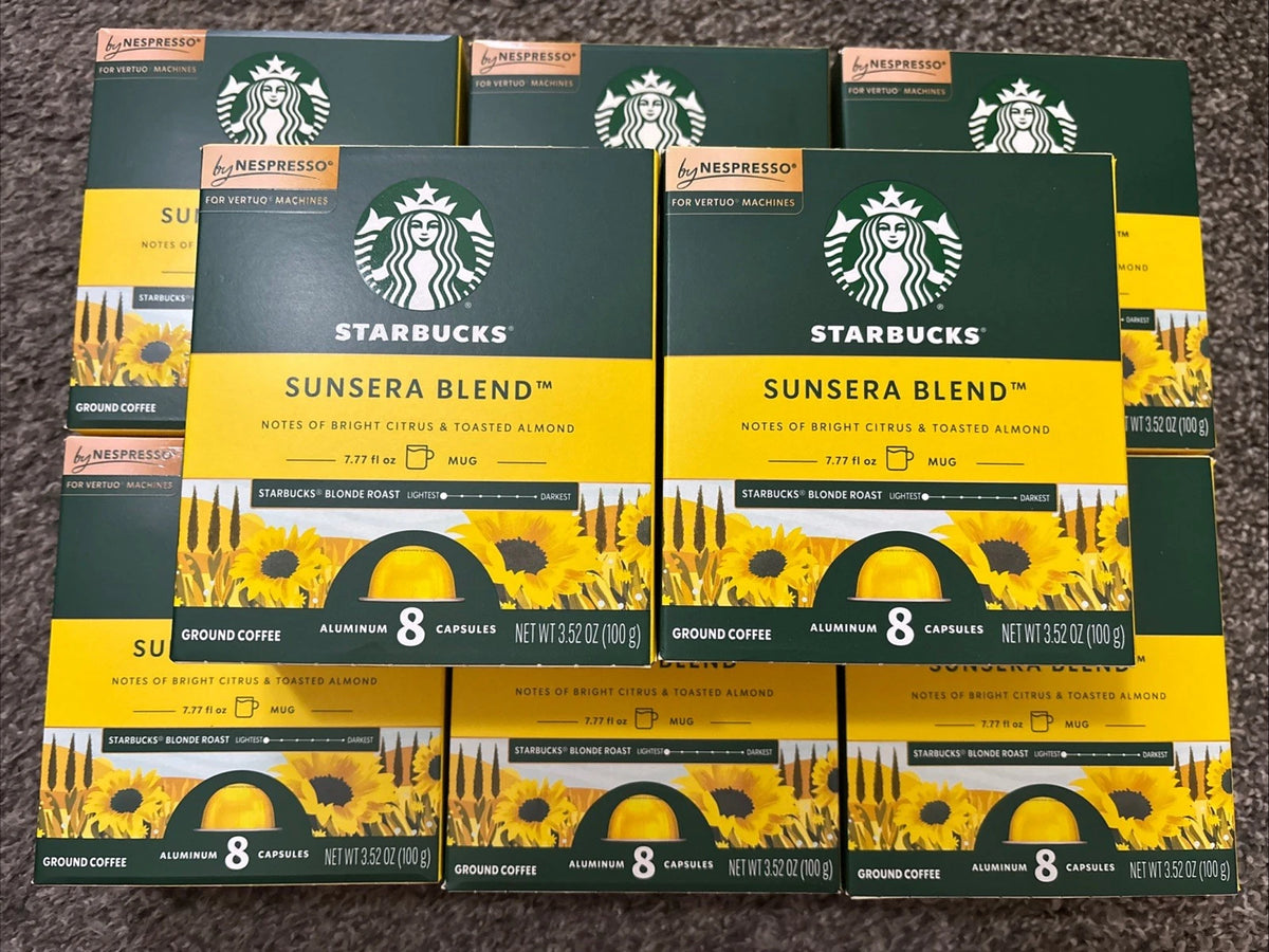 Starbucks Sunsera Blend Blonde Roast Nespresso Vertuo Coffee Capsules — 64 Count (8 Boxes)