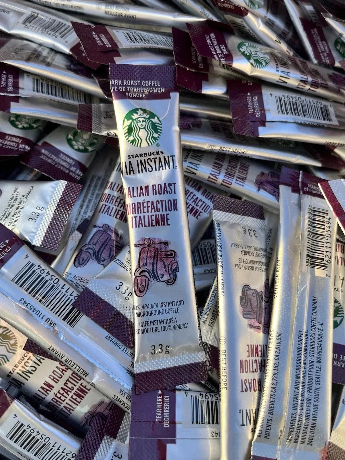 Starbucks VIA Italian Roast Dark Roast Instant Coffee — 1,300 Single-Serve Packets