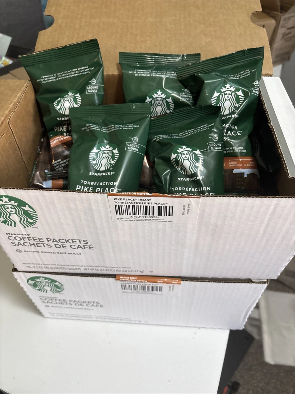 Starbucks Pike Place Ground Coffee — 36 Single-Pot Packets (2.5 oz Each)