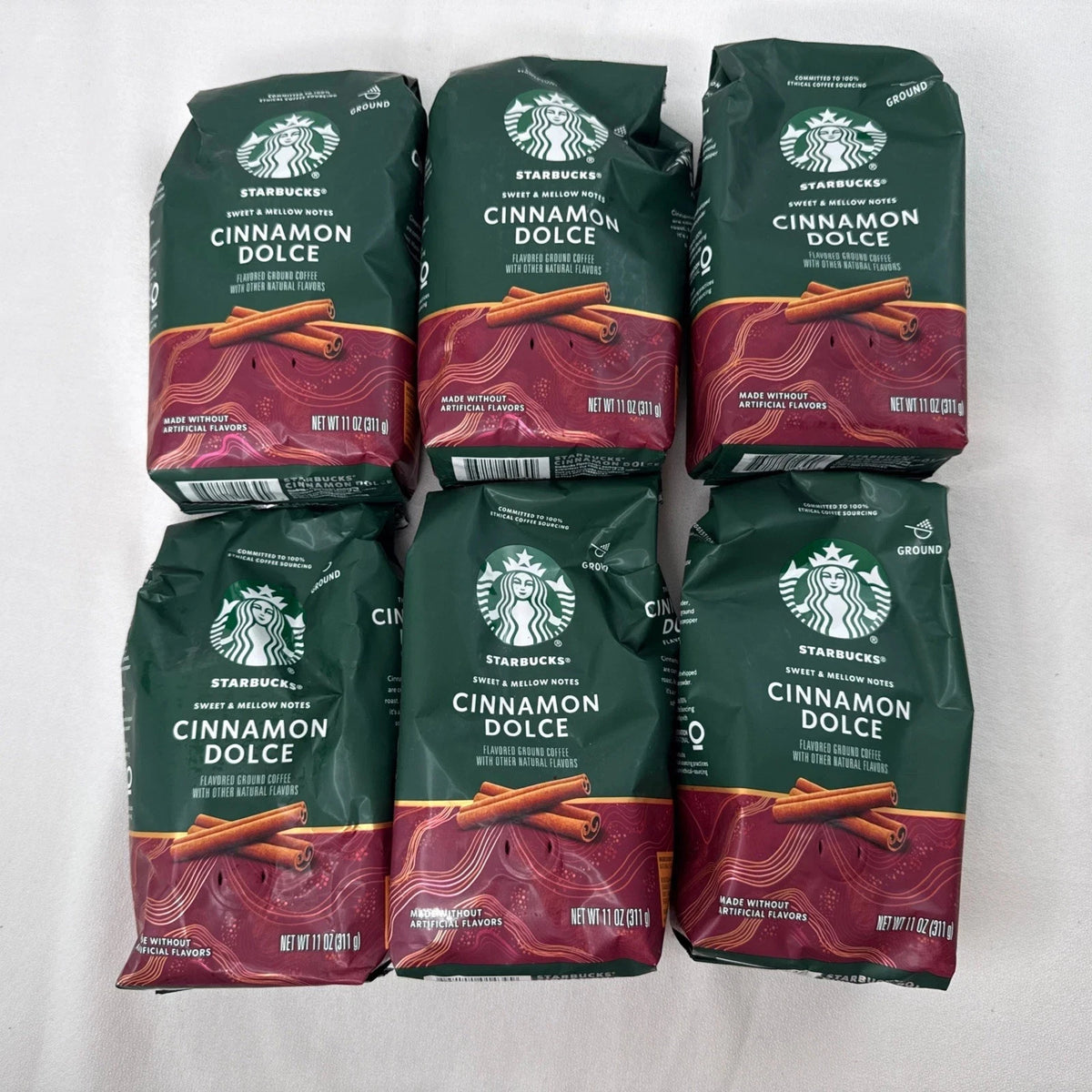 Starbucks Cinnamon Dolce Flavored Ground Coffee — 66 oz (6 × 11 oz Bags)