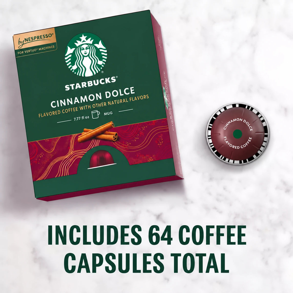 Starbucks Cinnamon Dolce Nespresso Vertuo Coffee Capsules — 64 Count (8 Boxes)