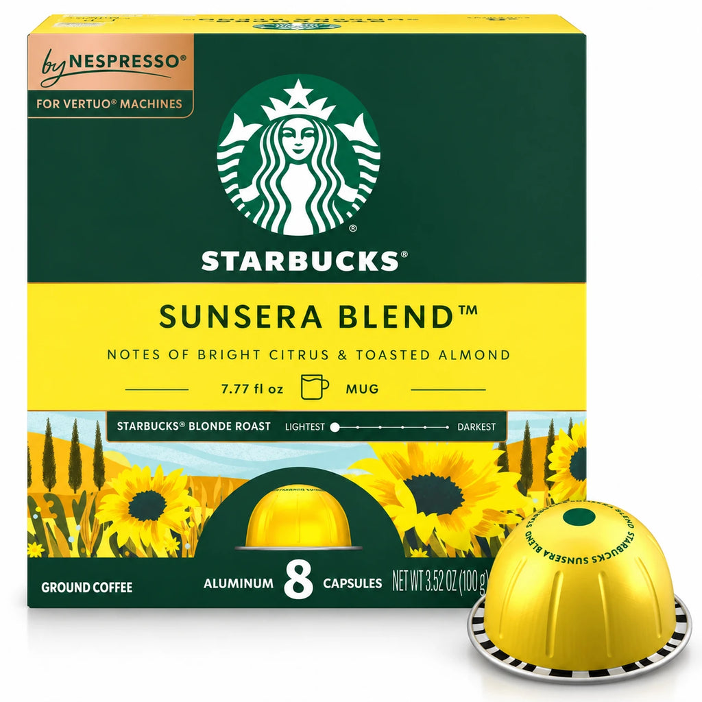 Starbucks Sunsera Blend Blonde Roast Nespresso Vertuo Coffee Capsules — 64 Count (8 Boxes)
