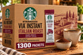 Starbucks VIA Italian Roast Dark Roast Instant Coffee — 1,300 Single-Serve Packets